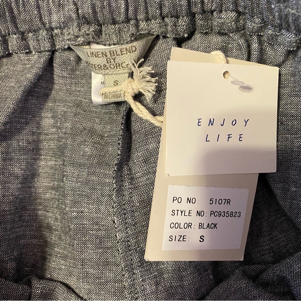 Women’s Linen Blend Pants Wide Leg High Rise Pull On Heather Gray Size Small - Picture 6 of 7